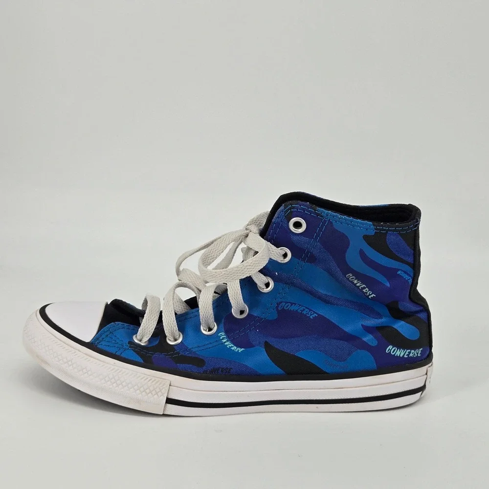 Converse Chuck Taylor All Star High Top Blue Camo Youth Sneakers Size 3